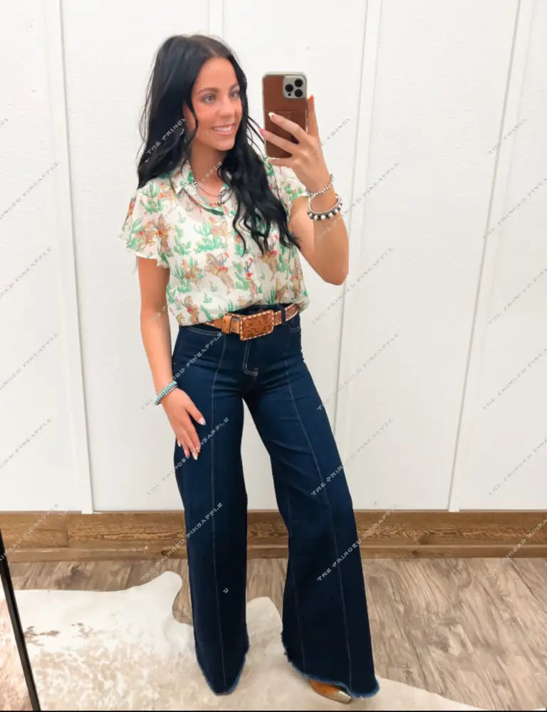 Cactus Cowgirl Sheer Top