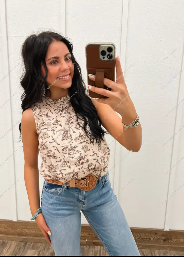 Chic Cowday’s Cowgirl Ruffle Neck Tank