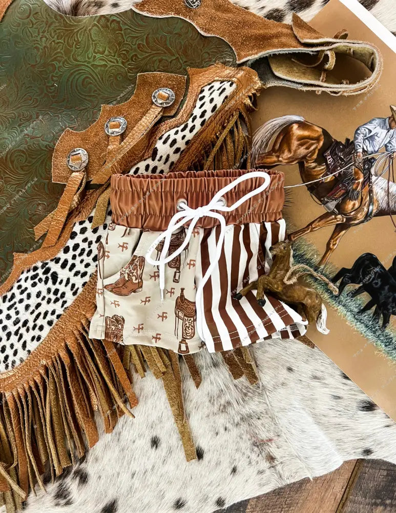 Color Block Saddle Up Swim Trunks (little kid)