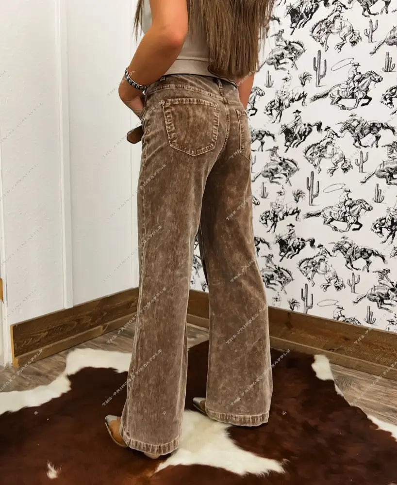 Corduroy High Rise Wide Leg Denim (21322)