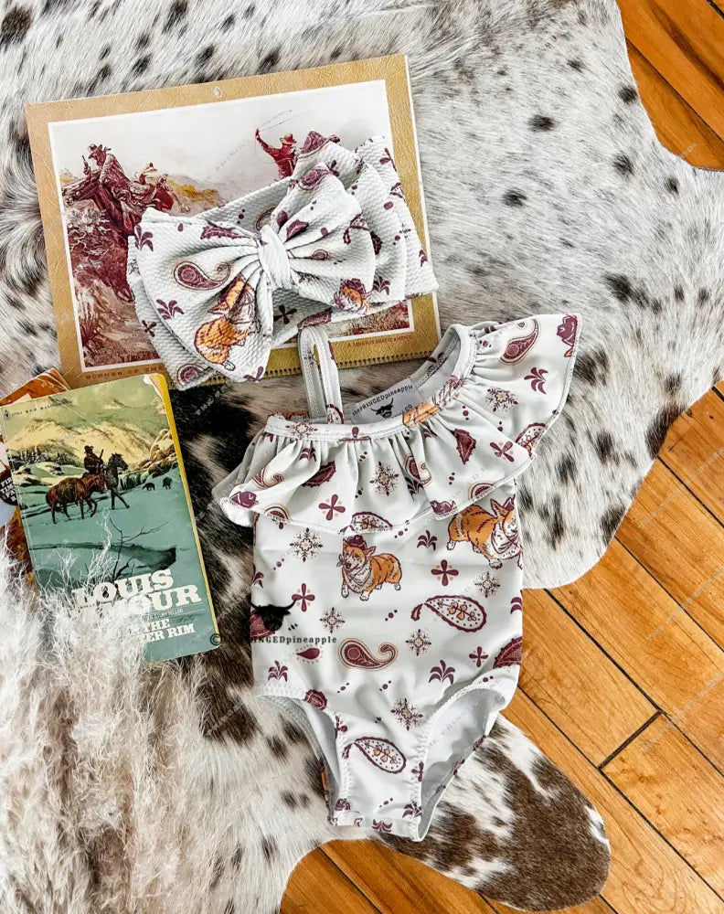 Corgi Paisley Single Ruffle Swimsuit