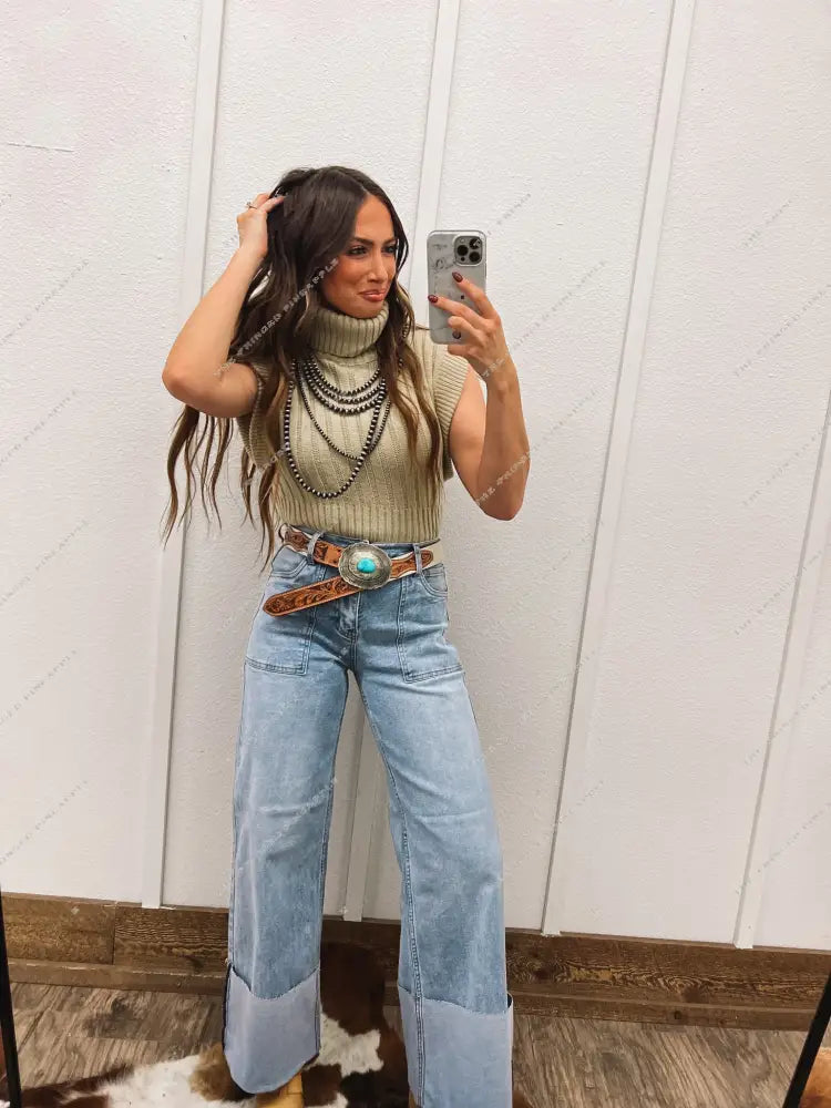 Country Cuffed Wide Leg Denim(2148)