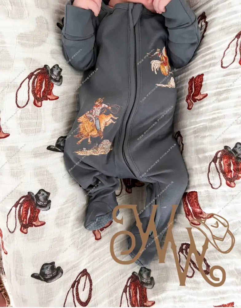 Cowboy Way Zipper Jammie(navy)(FRINGED EXCLUSIVE)