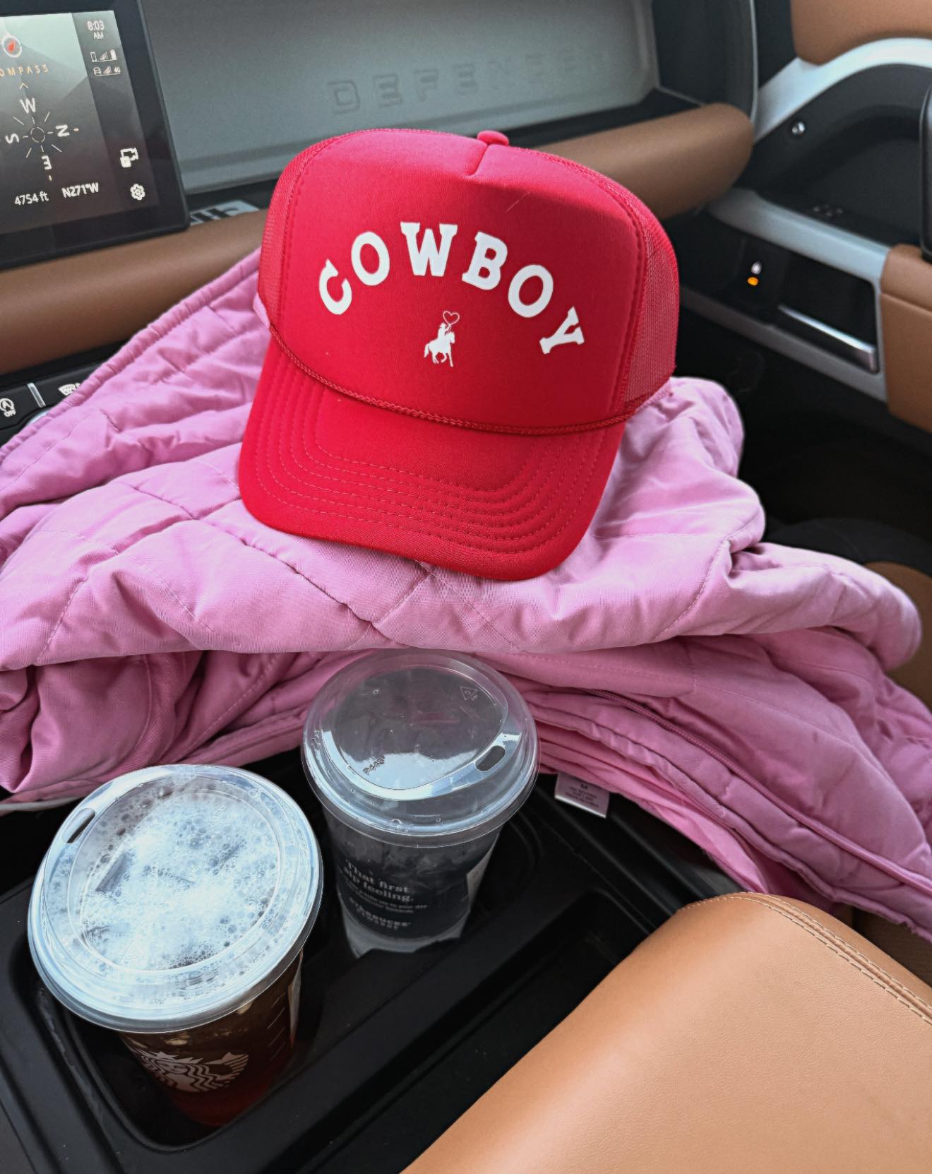 Cowboy Valentine Trucker Hat (Adult) Red