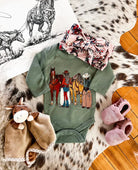 Cowgirl Duo Longsleeve Onesie(little kid)(green)