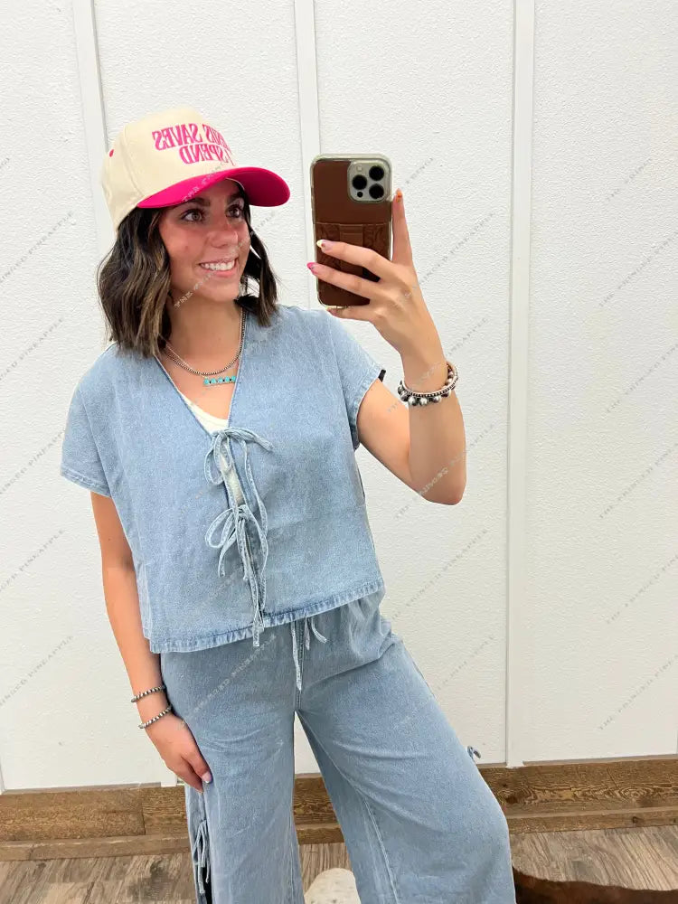 Denim Darlin Bow Set