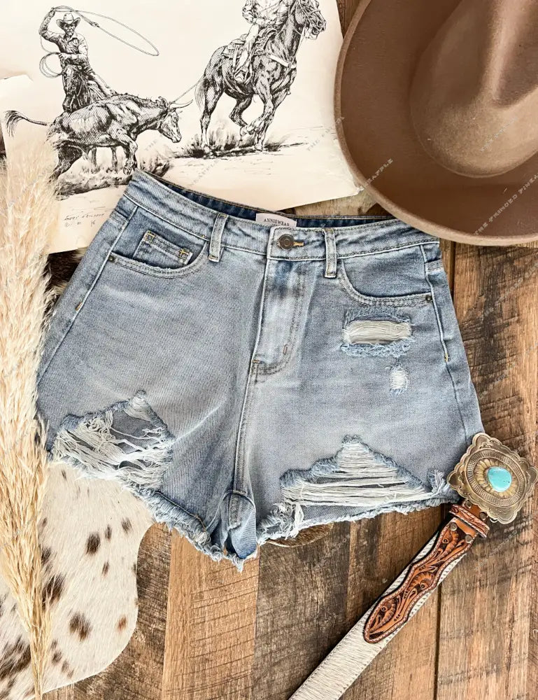 Denim Distressed Anne Shorts(AP6141)