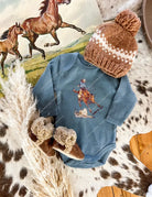 Down n Out Ribbed Long sleeve Onesie(little kid)(skyblue)