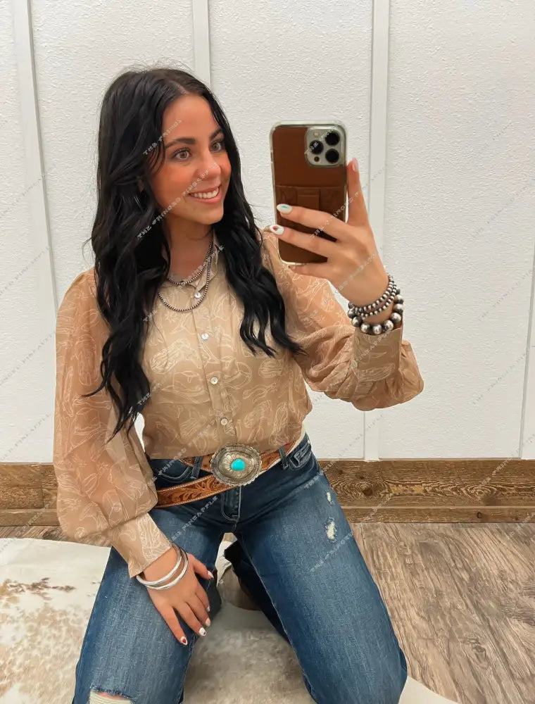 Dusty Trails Sheer Blouse