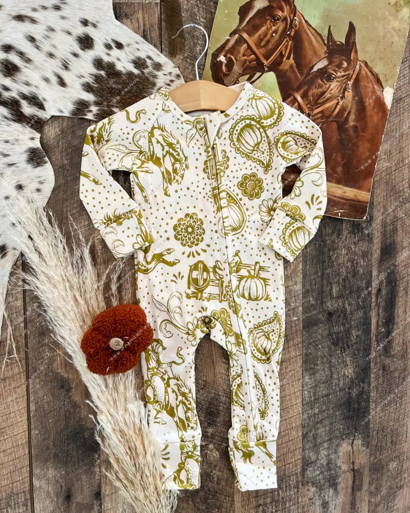 Fall Paisley Cowboy Western Jammies 2t