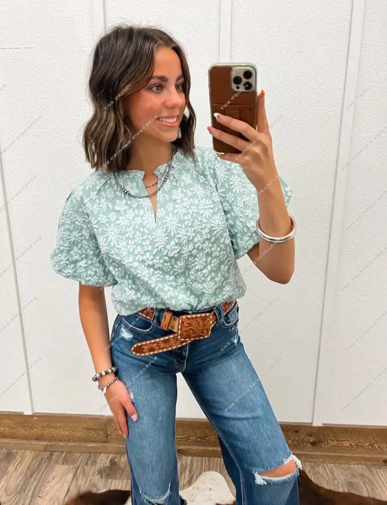 Farmers Daughter Top (Sage) Tops -Blouses