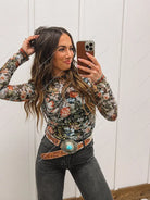 Floral Ways Mesh Top(Black/Red) Tops