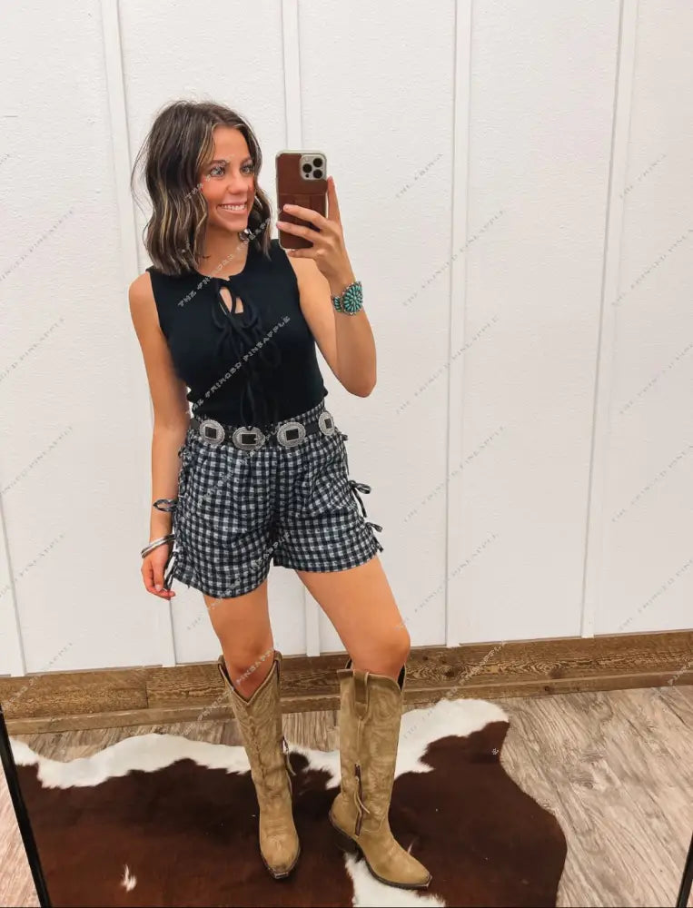 Gingham Giddy On Up Shorts