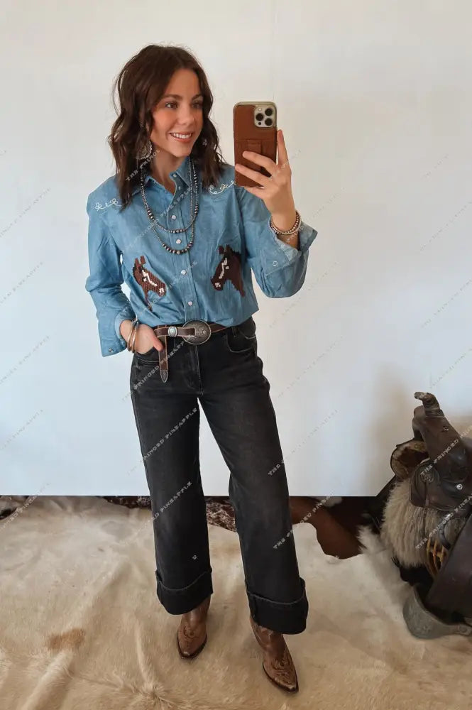 Good Ole Days’ Horse Denim Blouse