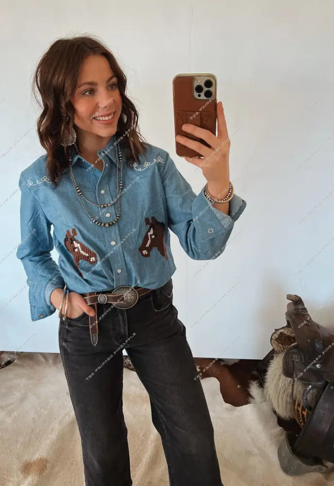 Good Ole Days’ Horse Denim Blouse