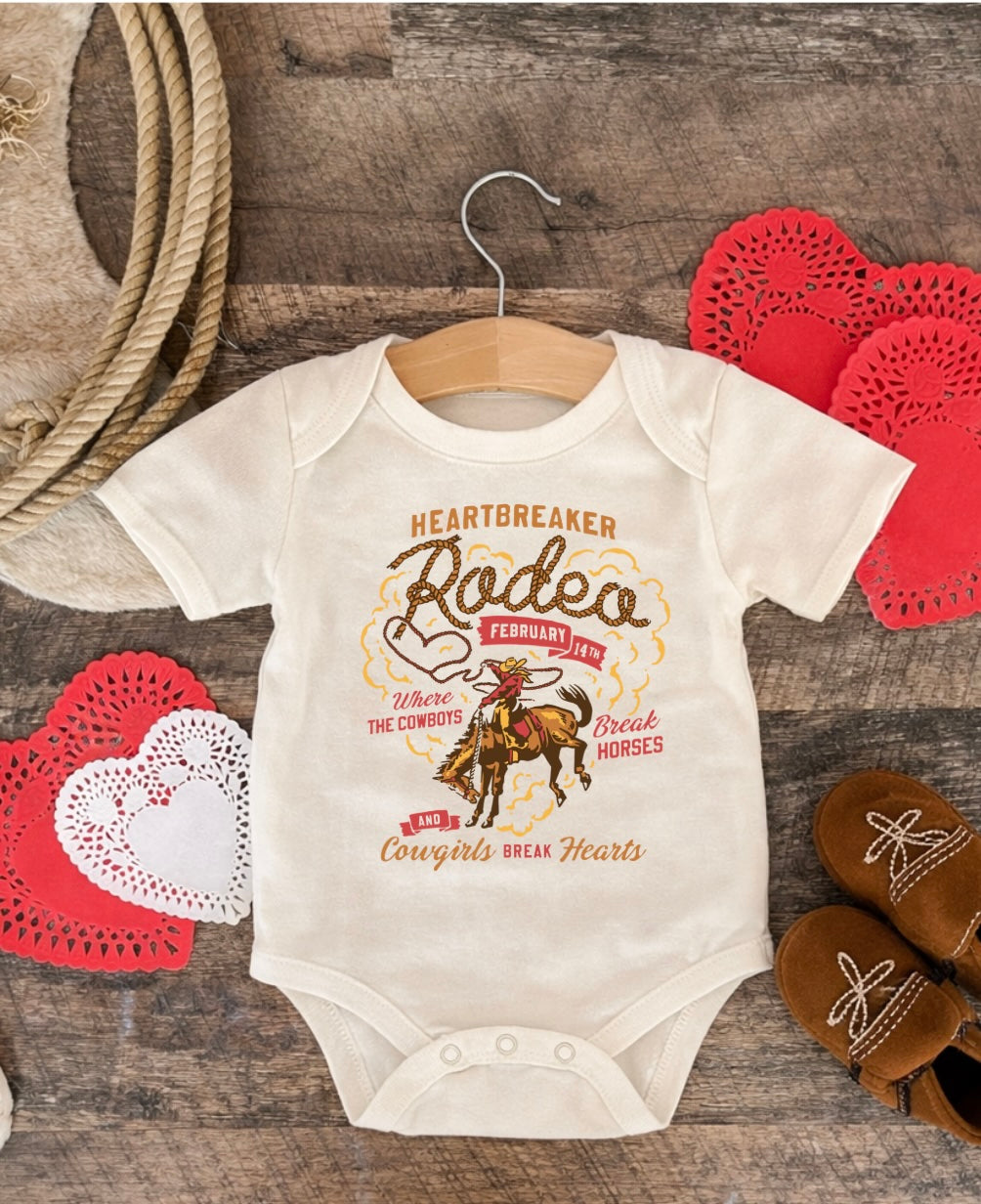 Heartbreaker Rodeo (red) Heart Valentines (Onesie/Youth Tee)(cream)