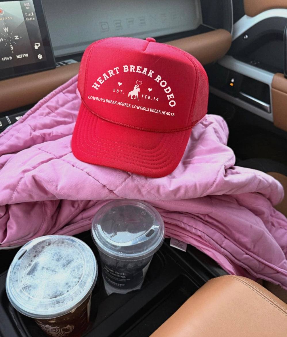 Heartbreak Rodeo Valentine Trucker Hat (Adult) Red