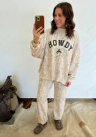 Howdy Western Oversized Mock Neck Set (Taupe Camo)