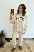 Howdy Western Oversized Mock Neck Set (Taupe Camo)