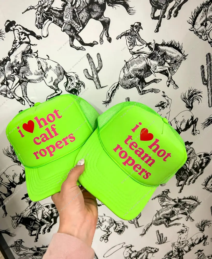 I heart rodeo cowboys Trucker Hat Neon Green(Adult)
