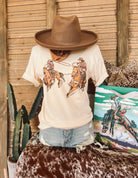 Turn Left Team Ropers S/S Tee(No Words)(Adult)(Cream)