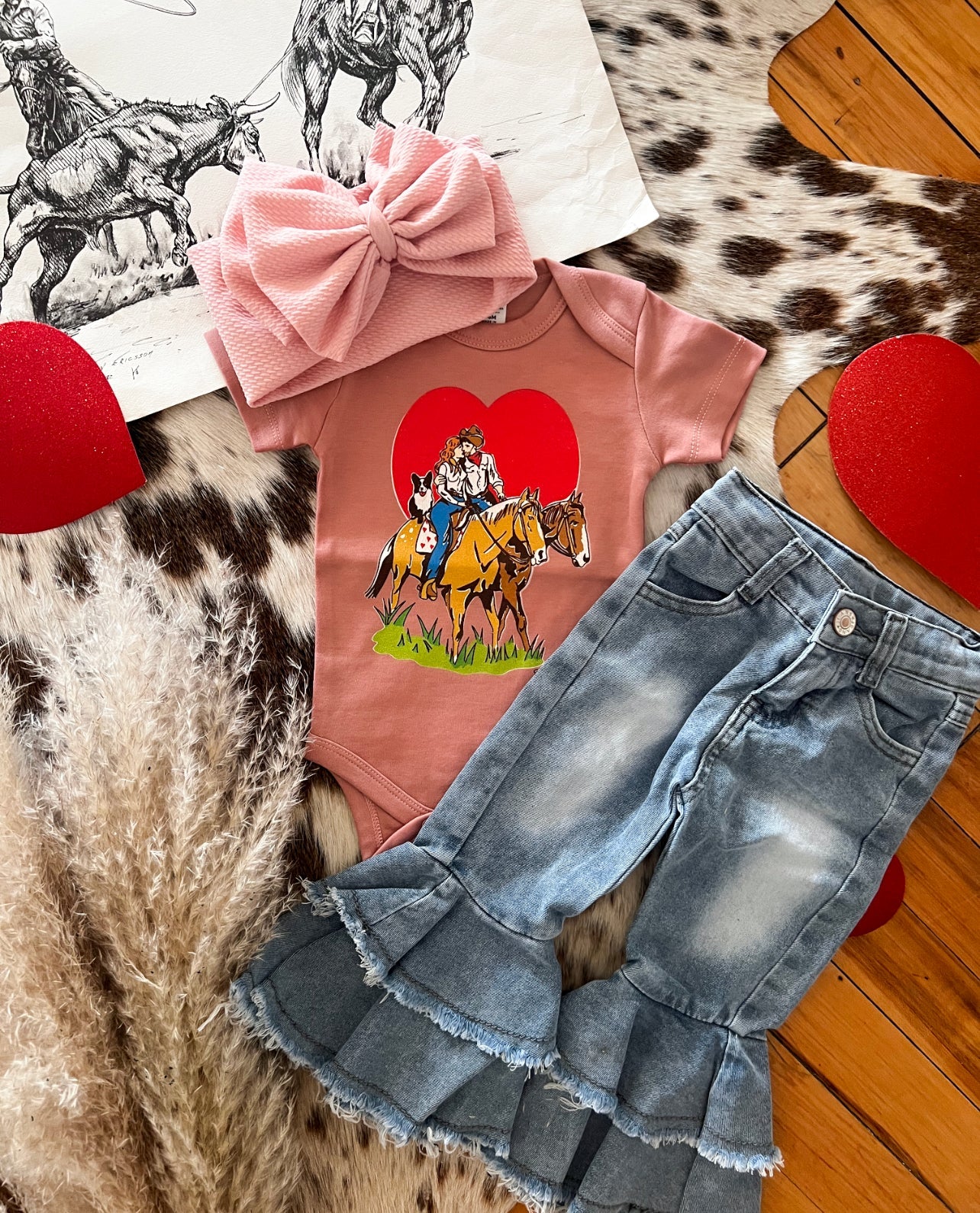 Ranch Lover Valentines(Infant-S/S Onesie)(Rose)