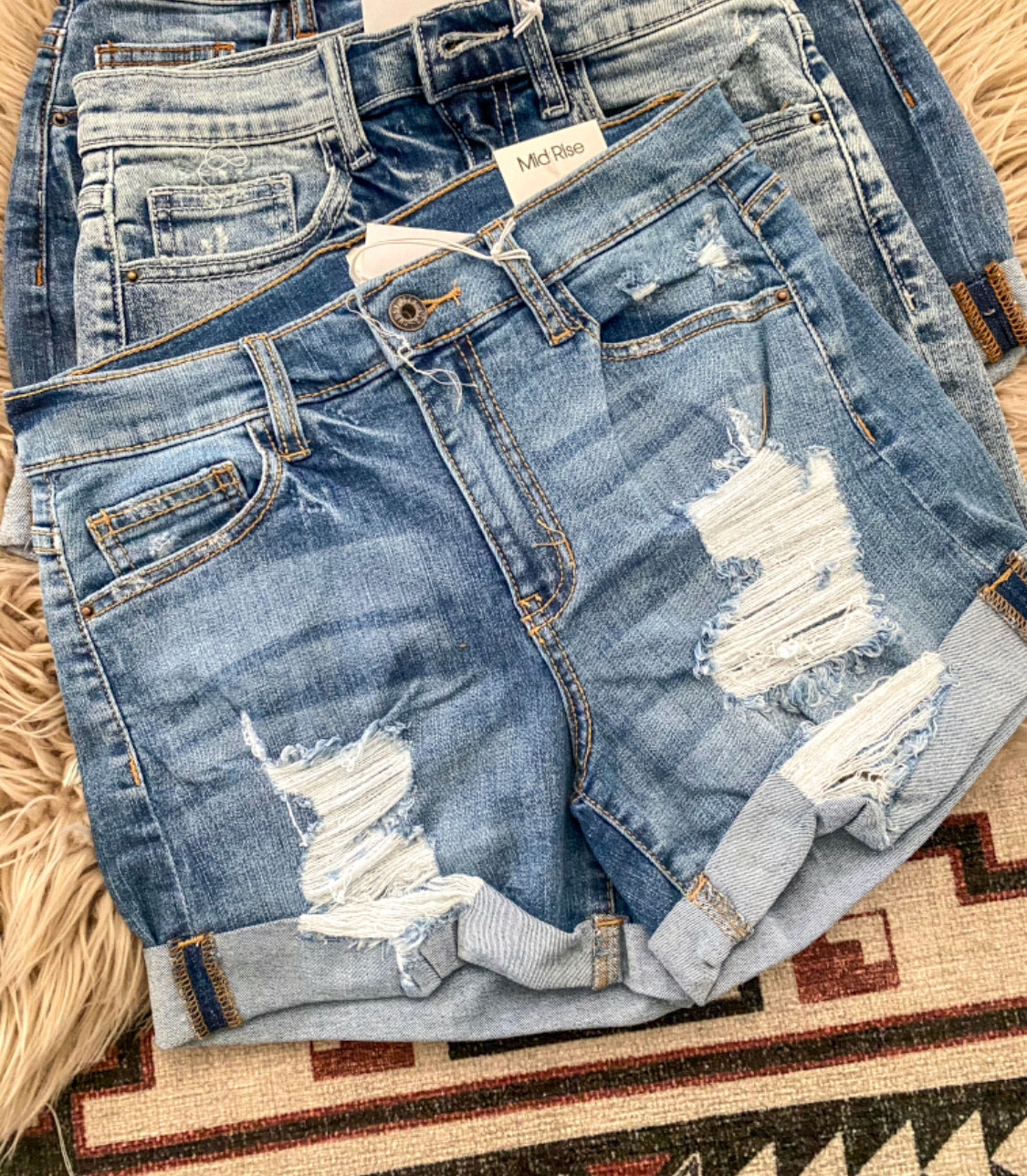 Denim Darlin Semi Cuffed Distressed Shorts. (Mid rise sp735)