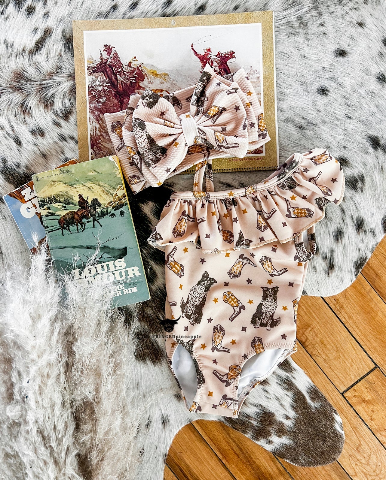 Border Collie Single Ruffle Swimsuit