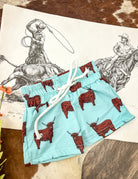 Howdy Highland Blue Swim Trunks (little kid) NB