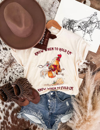Fold Em’ Buckaroo Cowboy Rooster Tee