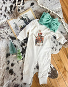 Santa On Longhorn (Organic One piece Long Onesie)