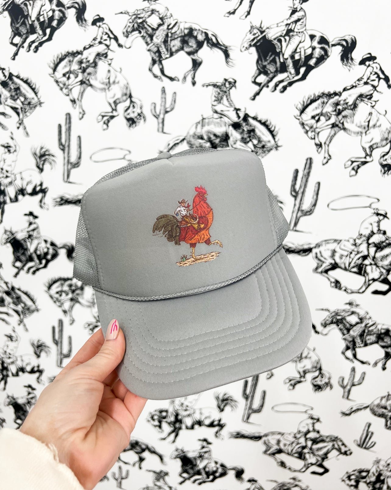 Cody Rooster Trucker Hat (Adult) Grey