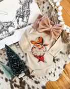 Cowboy Santa Longsleeve Onesie(little kid)(clay)