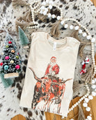 Longhorn Santa Design Tee or Sweatshirt (cream) (Adult)