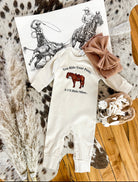 You Ride Your Pony I’ll Ride Mine (One Piece Long Sleeve Onesie)(Infant)(Cream)