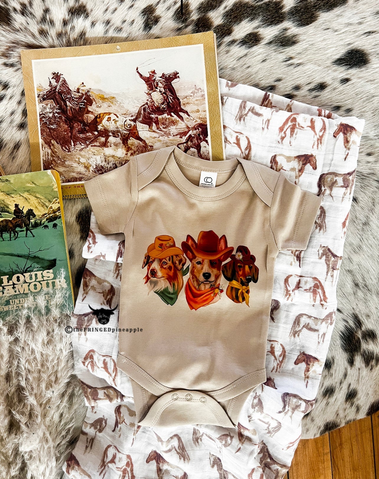 The Trio Cowdog Onesie (little kid)(clay)