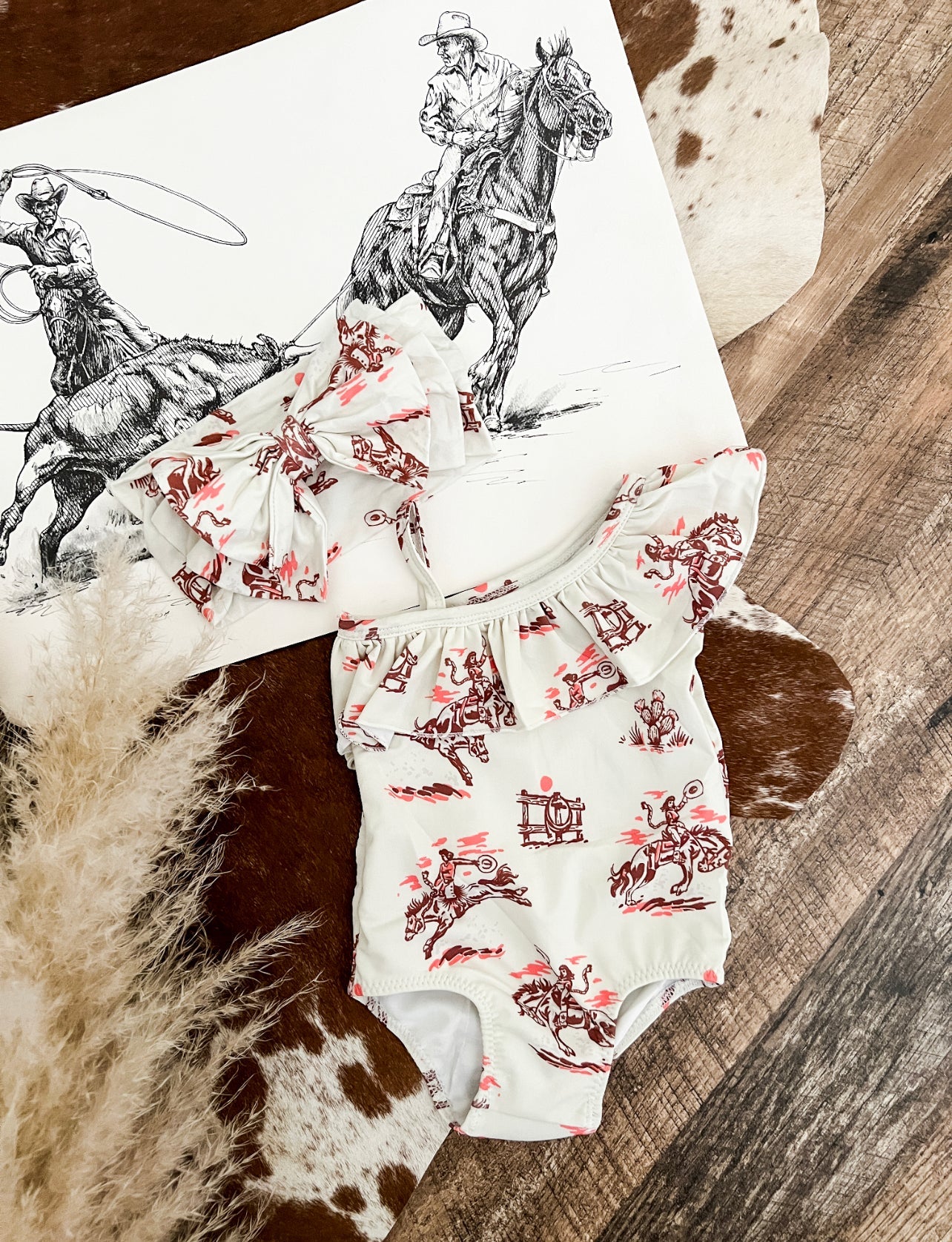 Sunset Cowgirl Swimsuit & Bow