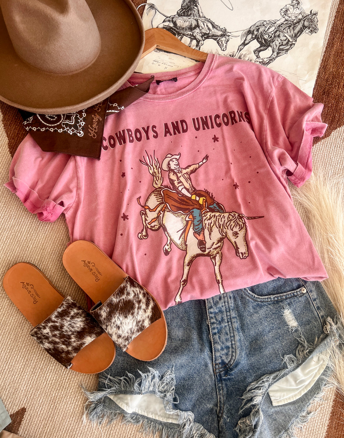 Cowboys & Unicorns TEE(Raspberry Pink)