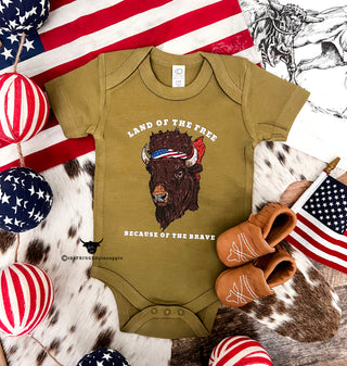 Western 4th Of July - Land Of The Free Buffalo (Infant/Toddler/Youth)