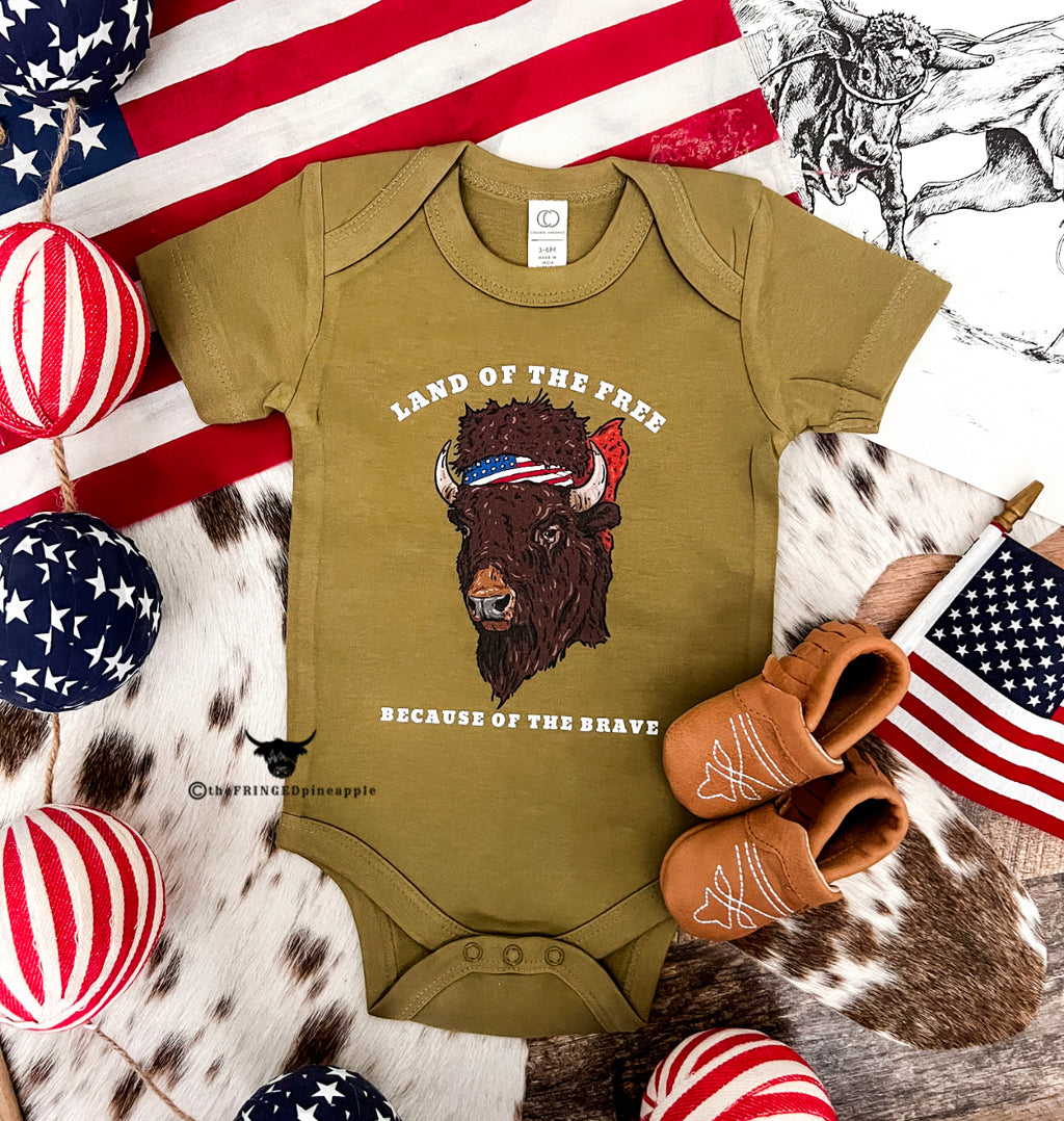 Western 4th Of July - Land Of The Free Buffalo (Infant/Toddler/Youth)