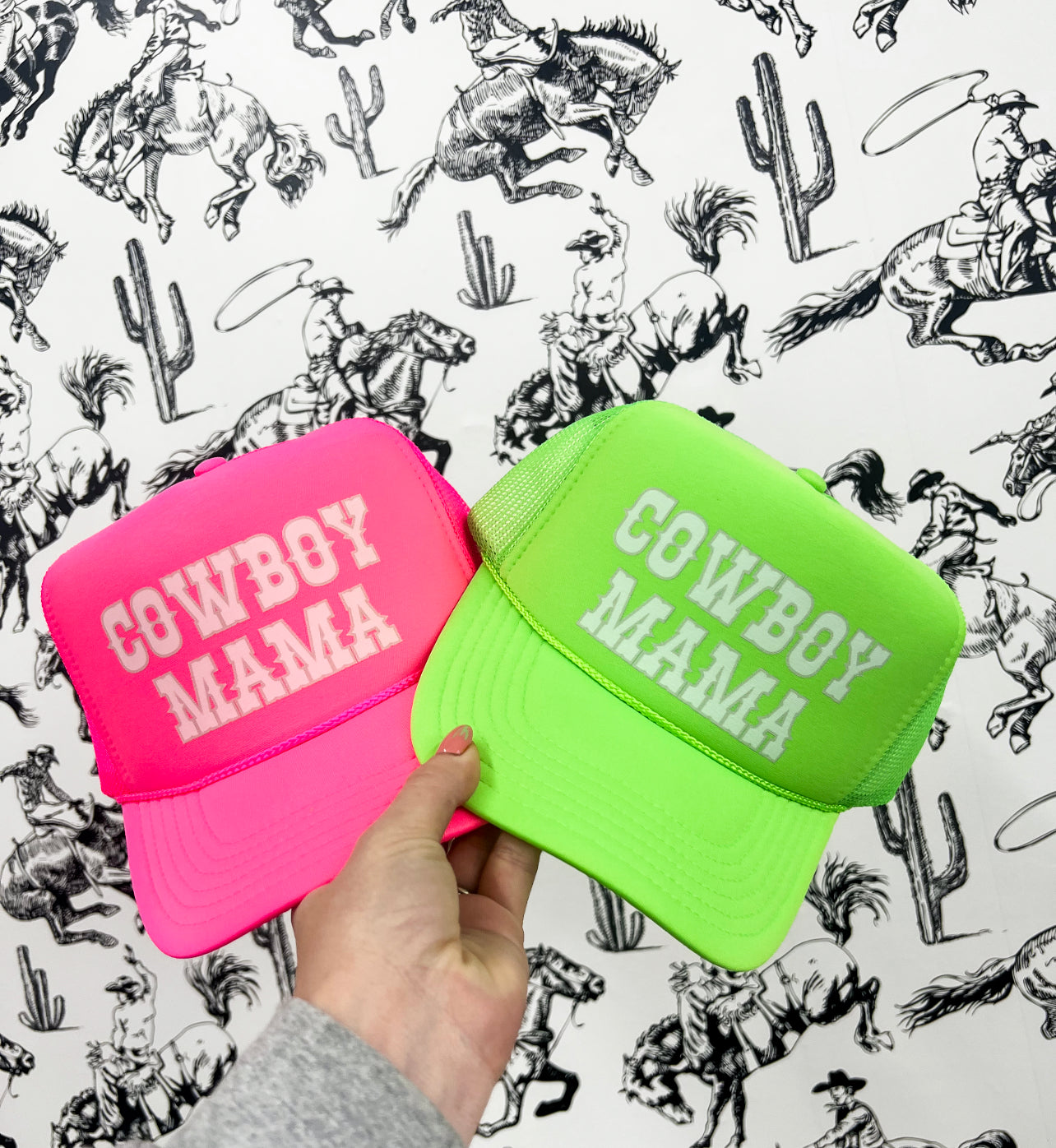 Neon Cowboy Momma Trucker Hat (Adult)