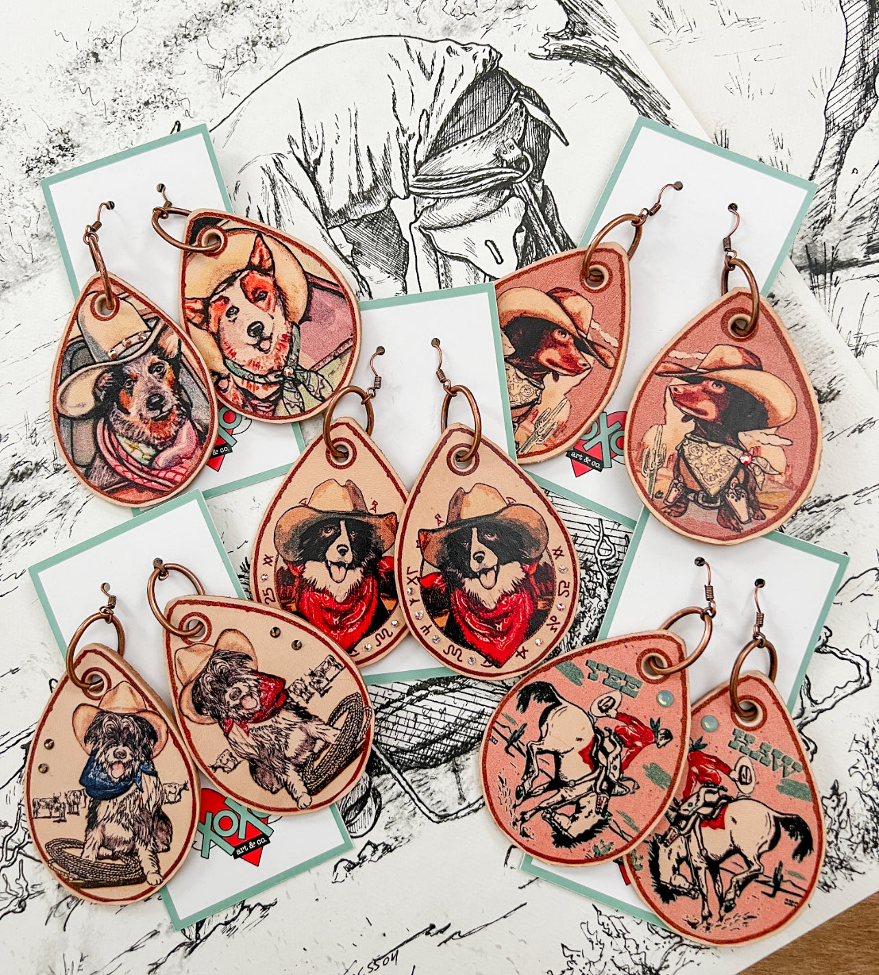 Western Cowdogs & Cowboys Earrings.