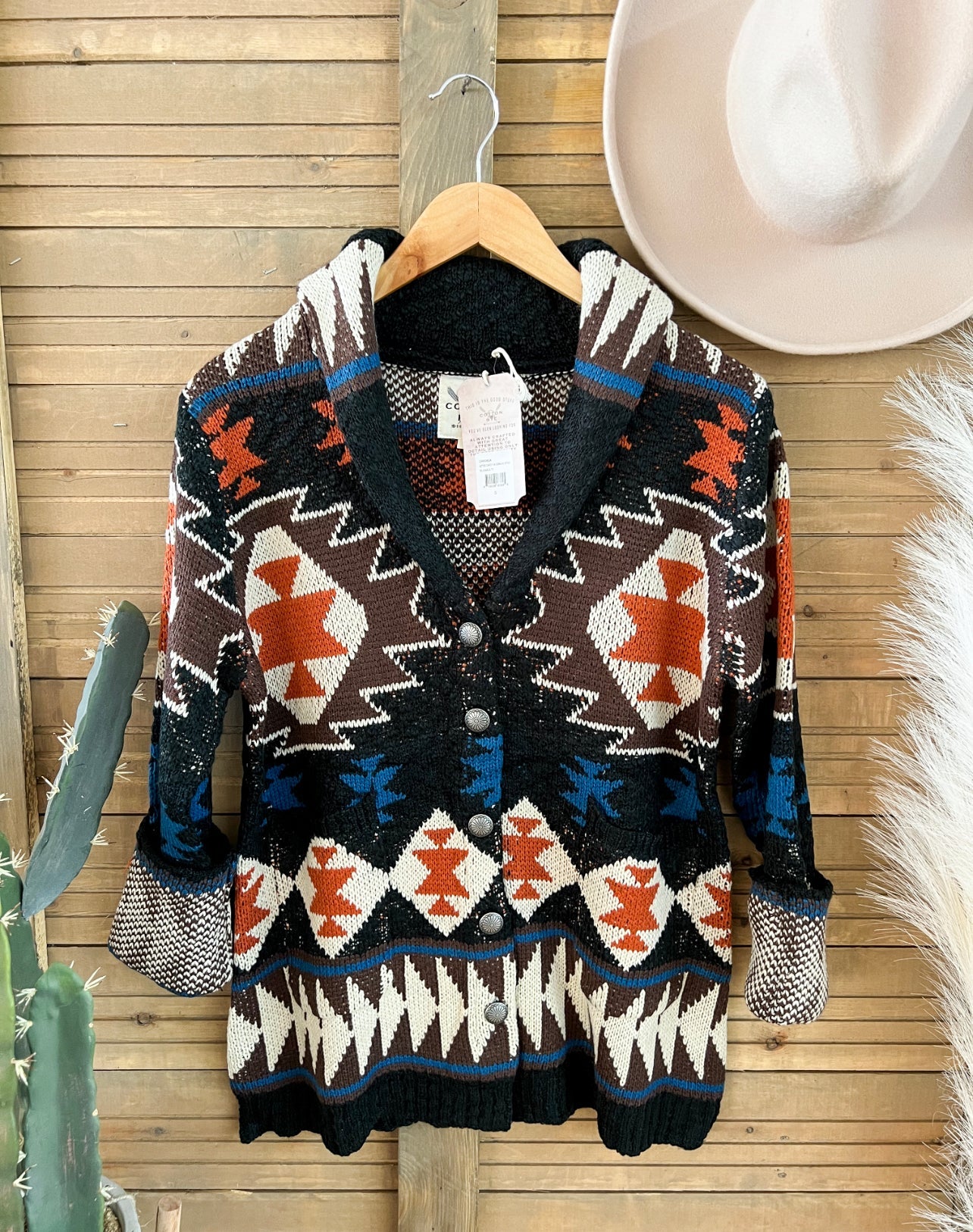 Ranchers Wife Aztec Cardigan(Black)