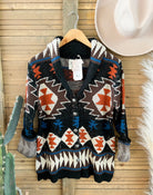 Ranchers Wife Aztec Cardigan(Black)