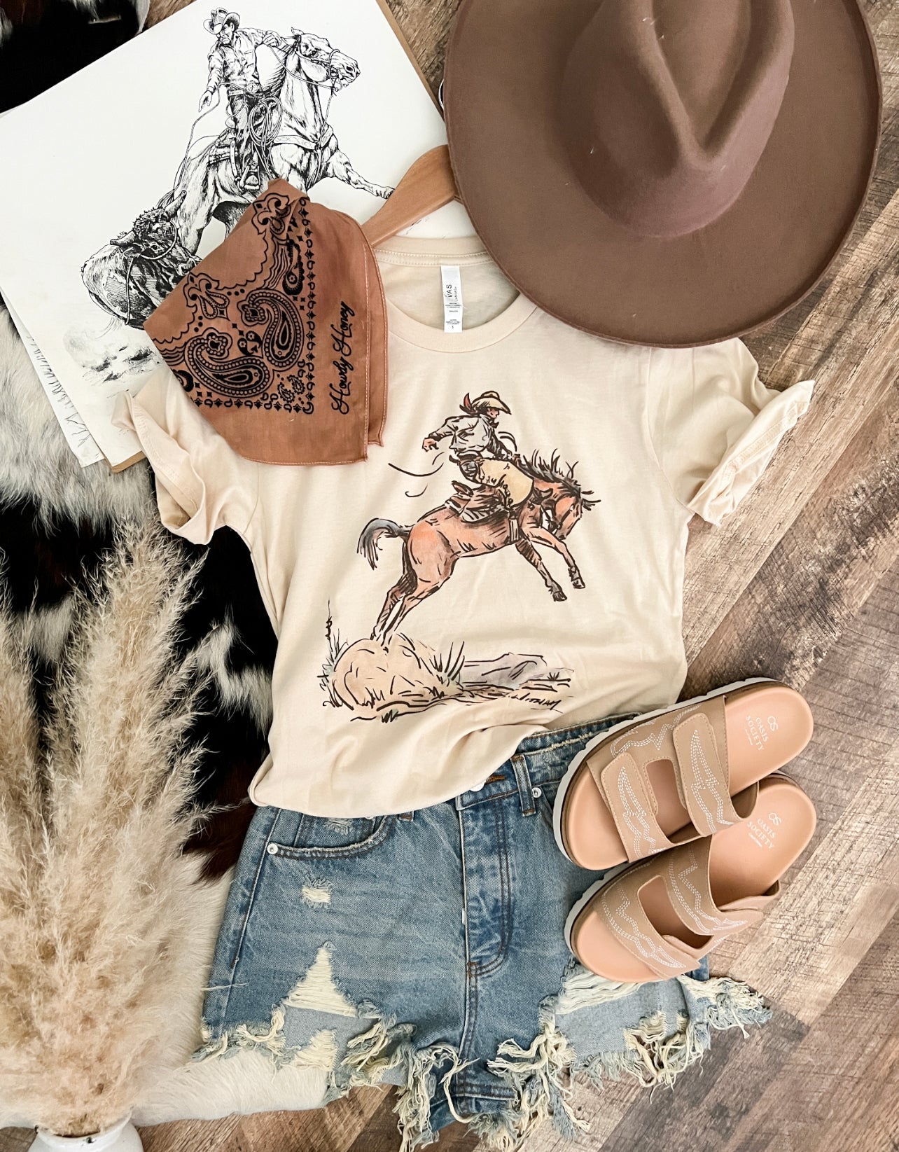 Cody Freedom Buckaroo S/S Tee(Adult)(Cream)