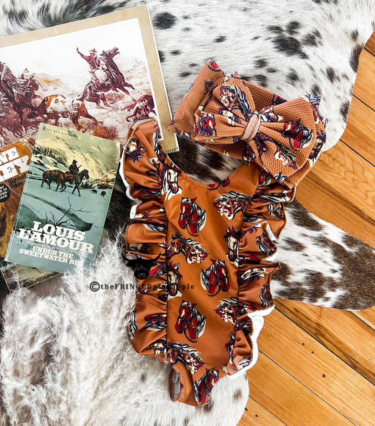 Ride The Pony Wild HorseCamel Ruffle Swimsuit(Kids) NB