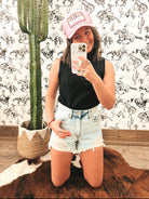 High Rise Angel Eyes Denim Shorts(S7412)