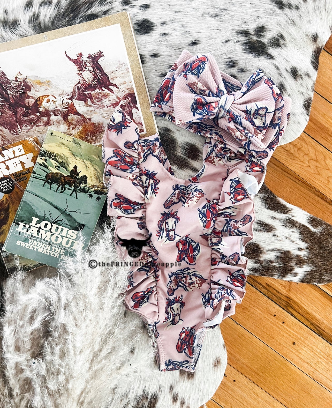 Ride The Pony(WildHorses)Rose Ruffle Swimsuit 0-3m (4xs)