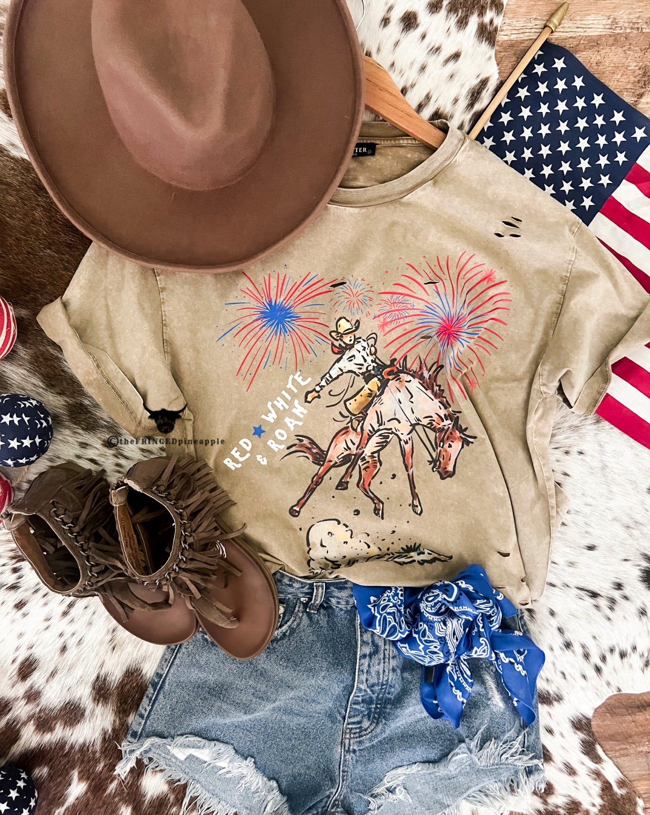Western 4th Of July - REd,white,roan (Camel)
