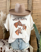 Western American Legend Horse Distressed Tee (Adult)(Taupe)